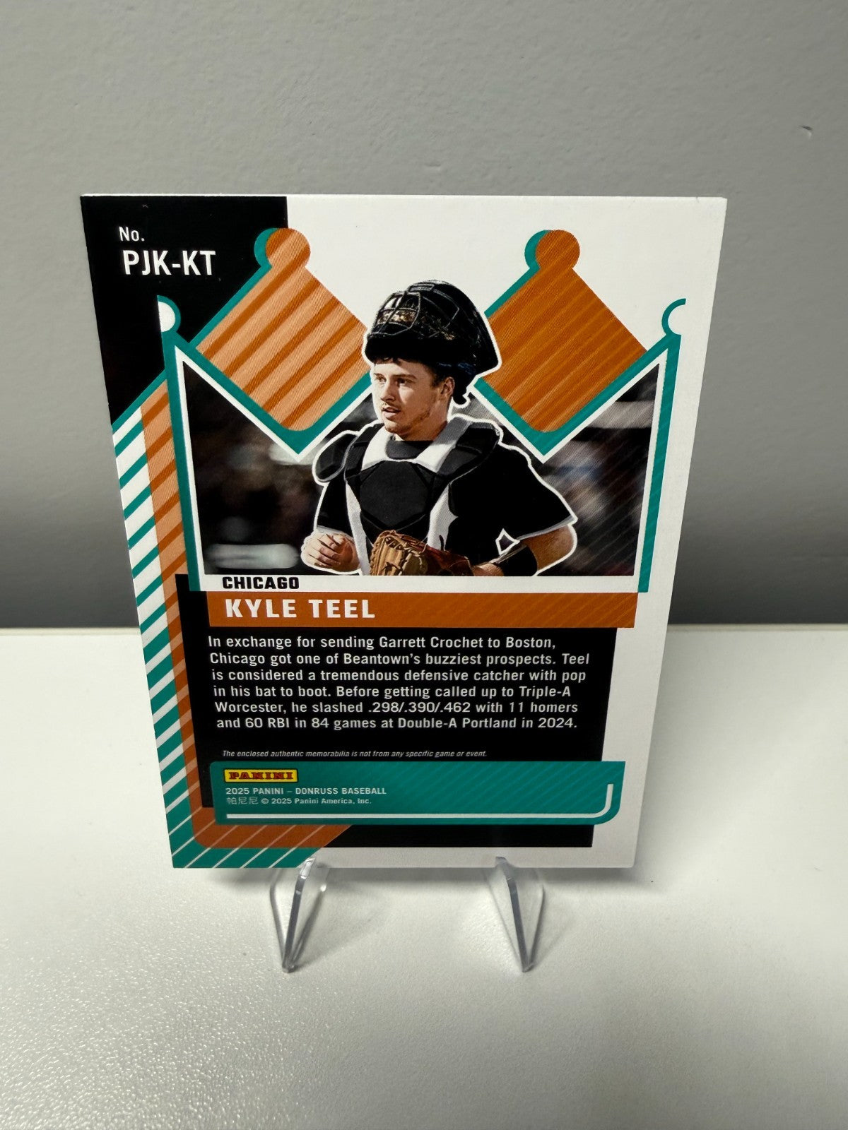 Kyle Teel 2025 Panini Donruss Prospect Jersey Kings #PJK-KT White Sox
