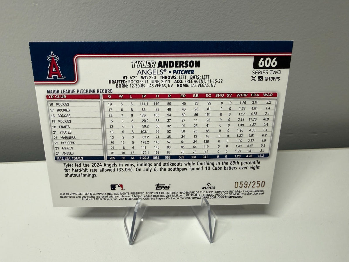 Tyler Anderson 2025 Topps Series 2 Purple Rainbow Foil /250 #606 Angels
