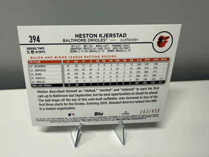 Heston Kjerstand 2024 Topps Series 2 Green Crackle Foil RC /499 #349 Orioles