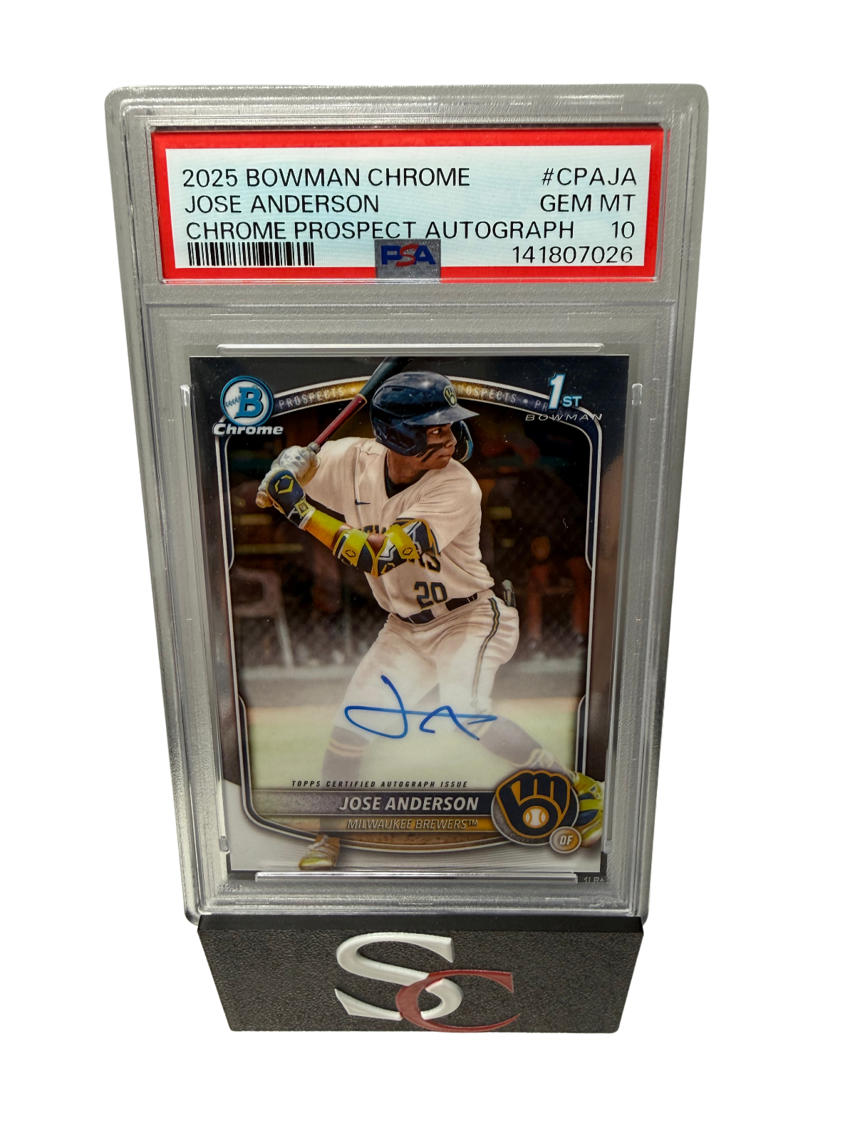 Jose Anderson 2025 Bowman Chrome 1st Auto #CPA-JA Brewers PSA 10 GEM MT