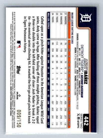 Andy Ibanez 2025 Topps Series 1 Blue Foil /150 #442 Tigers