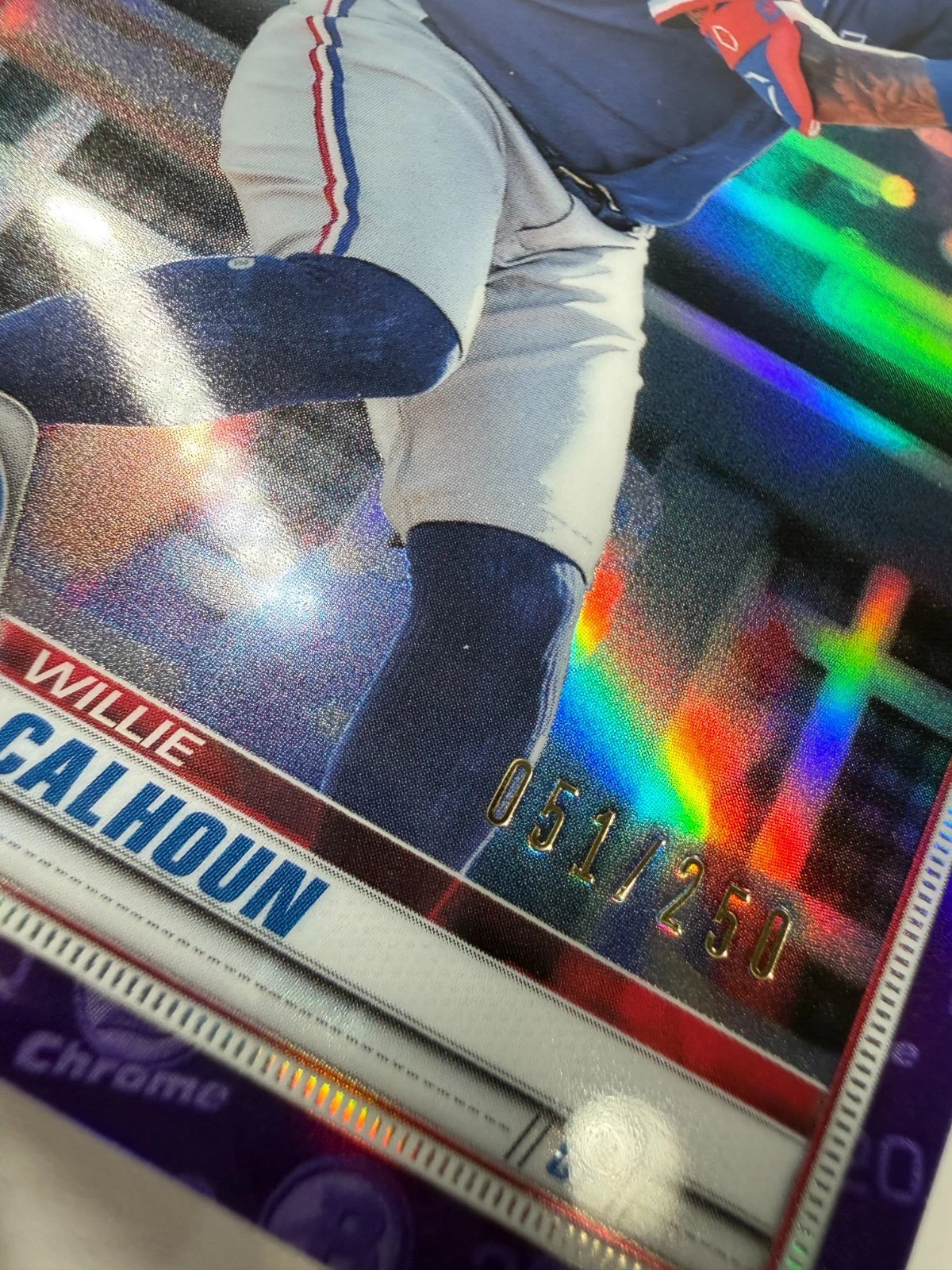 Willie Calhoun 2020 Bowman Chrome 1st Purple Refractor /250 #19 Rangers
