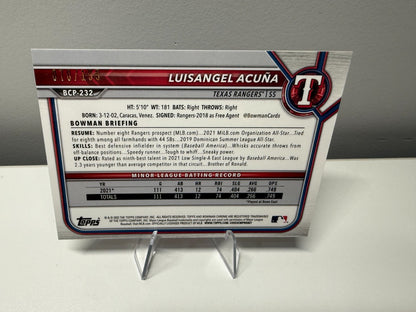 Luisangel Acuna 2022 Bowman Chrome Prospects Fuchsia Pink Vapor Refractor /199