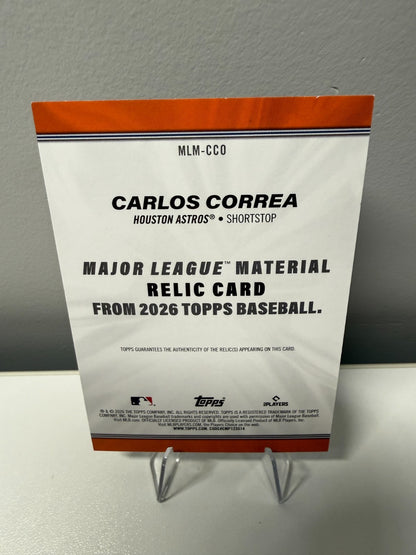 Carlos Correa 2026 Topps Series 1 Major League Material Relic #MLM-CCO Astros