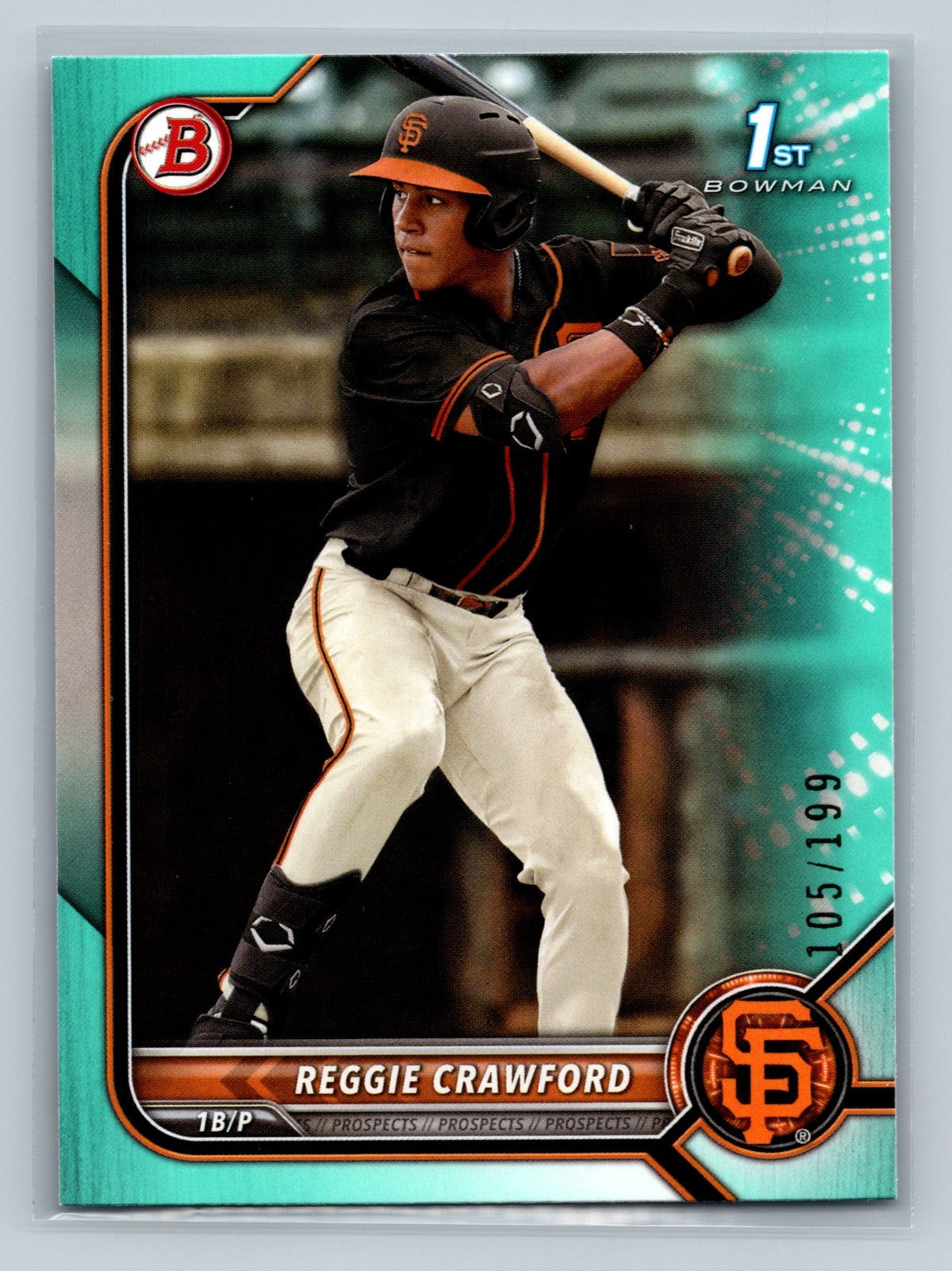 Reggie Crawford 2022 Bowman Draft 1st Paper Aqua /199 BD-33 Giants