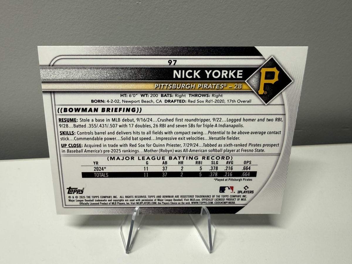 Nick Yorke 2025 Bowman Neon Green RC /399 #97 Pirates