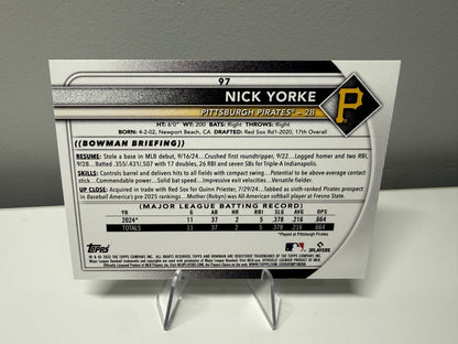 Nick Yorke 2025 Bowman Neon Green RC /399 #97 Pirates