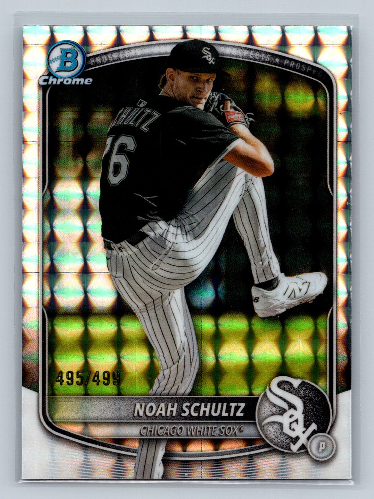 Noah Schultz 2025 Bowman Chrome Prospects Geometric Refractor /499 #BCP-177
