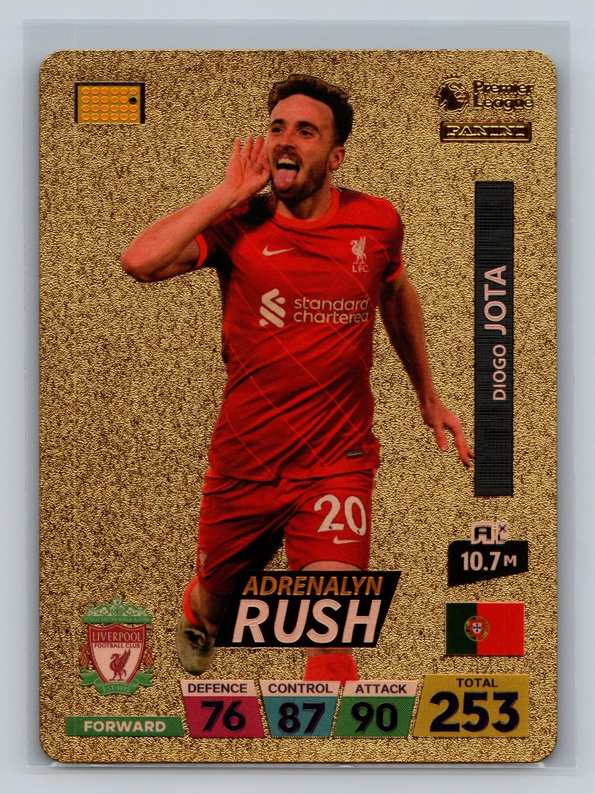 Diogo Jota 2022 Panini World Soccer Stars Adrenalyn Rush Plastic Gold Color Card