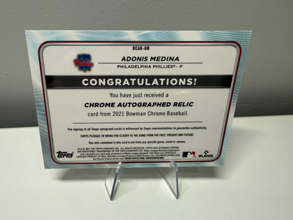 Adonis Medina 2021 Bowman Chrome Relic Auto RC /130 #BCAR-AM Phillies