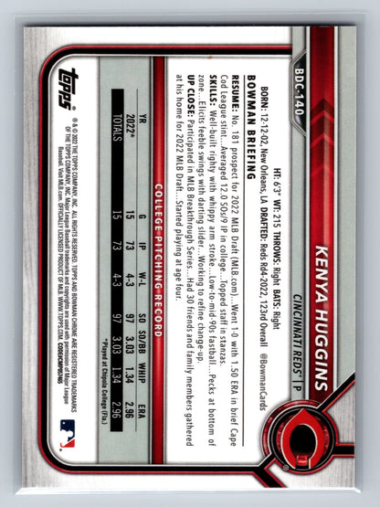 Kenya Huggins 2022 Bowman Draft Chrome 1st Sapphire Gold Refractor /15 #BDC-140