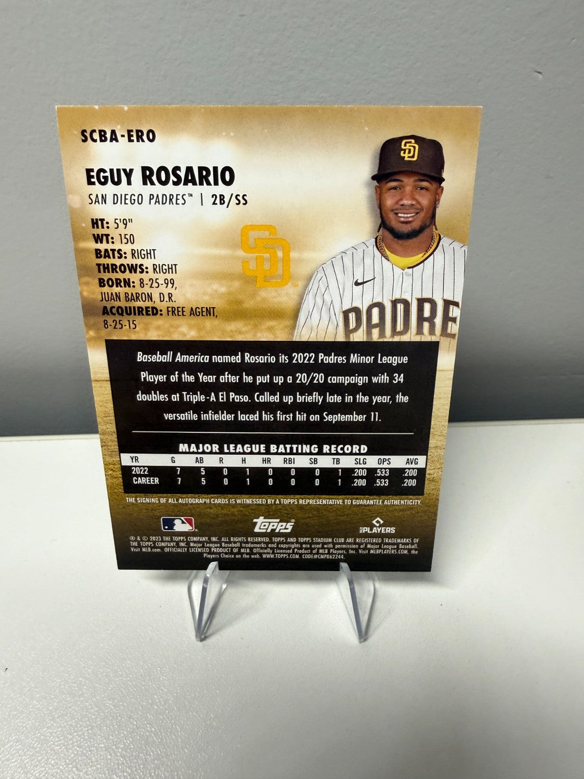 Eguy Rosario 2023 Topps Stadium Club Auto RC #SCBA-ERO Padres