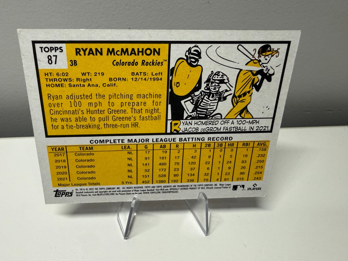 Ryan McMahon 2022 Topps Archive Red /75 #87 Rockies