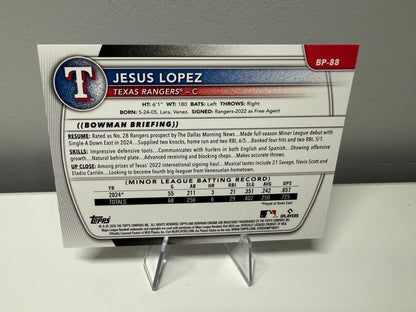 Jesus Lopez 2025 Bowman Prospects 1st Fuchsia /299 #BP-88 Rangers
