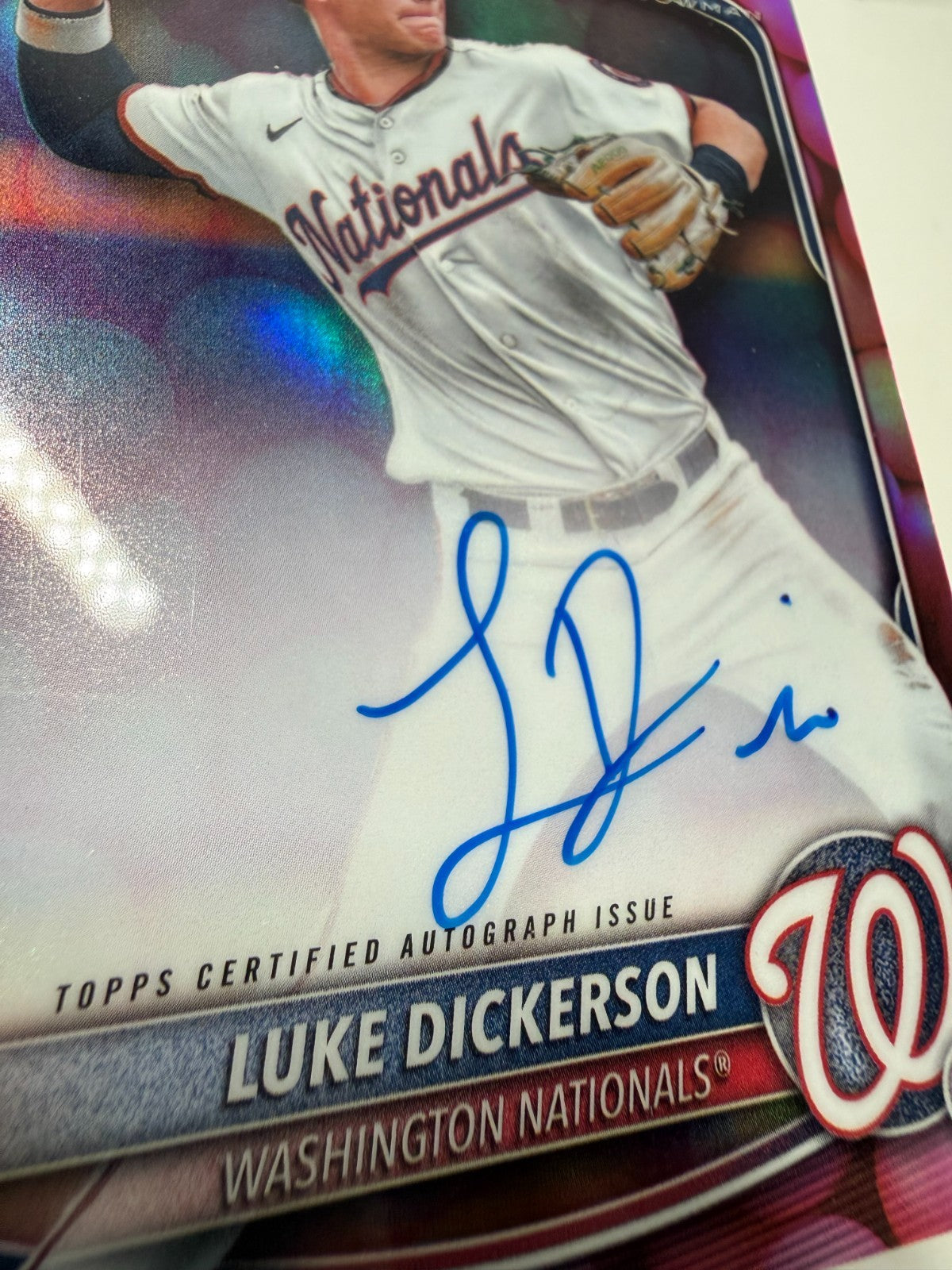Luke Dickerson 2025 Bowman Chrome 1st Snack Pack Bubble Gum Refractor Auto /5