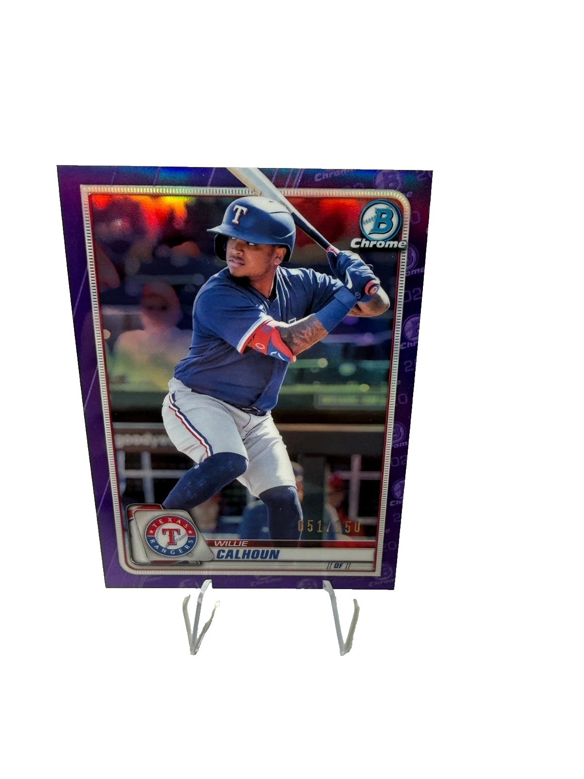 Willie Calhoun 2020 Bowman Chrome 1st Purple Refractor /250 #19 Rangers
