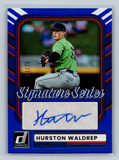 Hurston Waldrep 2026 Panini Donruss Signature Series Blue Auto /75 #SS-HW Braves