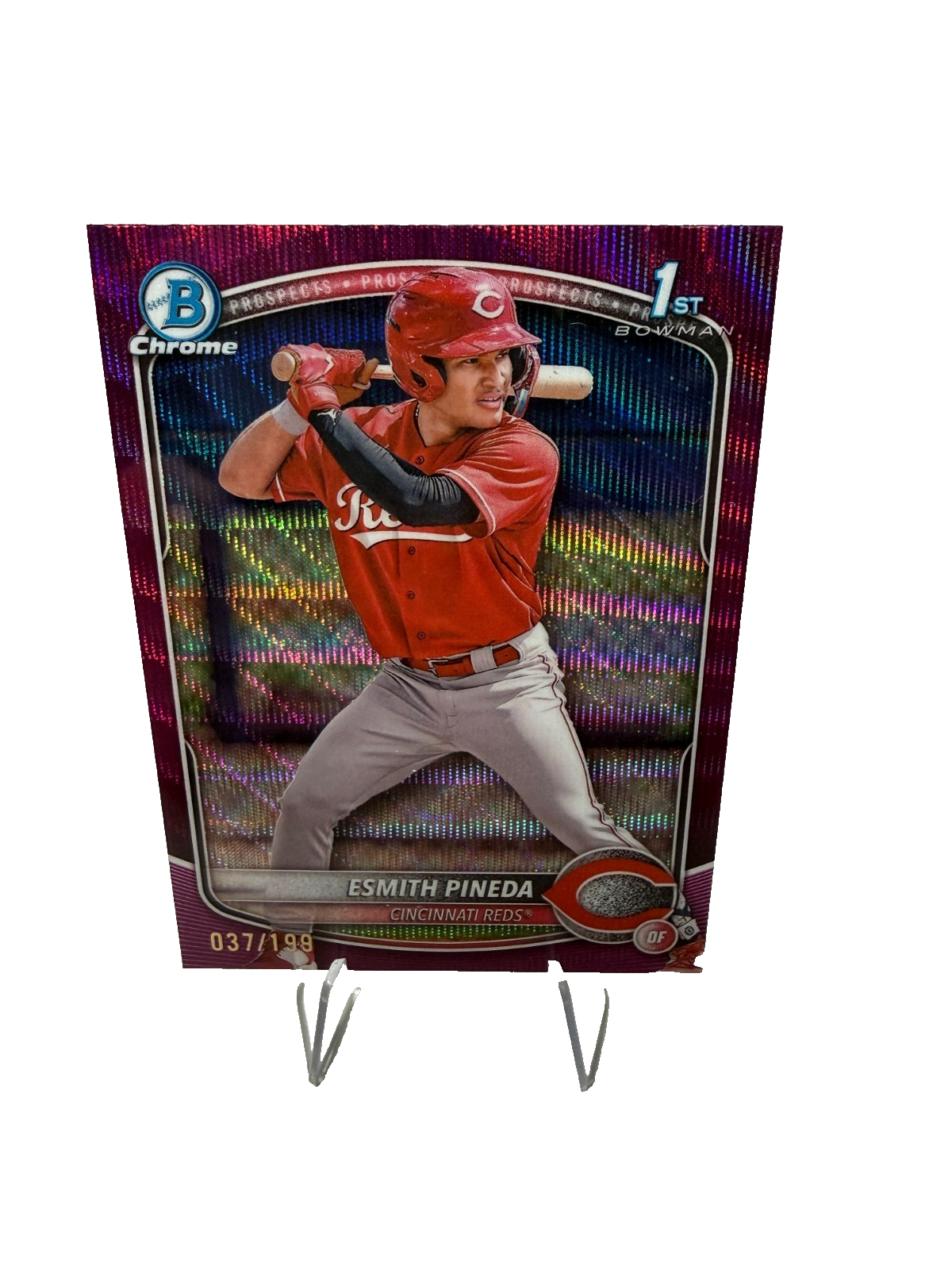 Esmith Pineda 2025 Bowman Chrome 1st Fuchsia Wave Refractor /199 #BCP-37 Reds