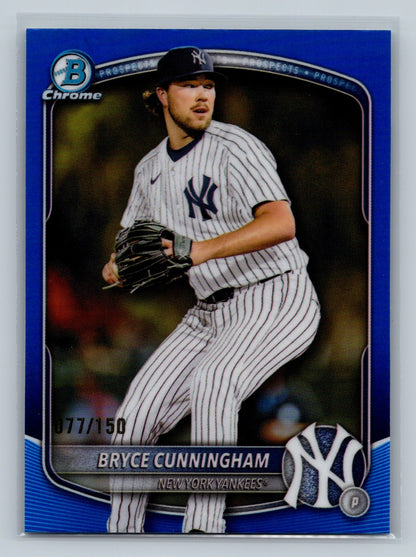 Bryce Cunningham 2025 Bowman Draft Chrome Blue Refractor /150 #BDC-155 Yankees