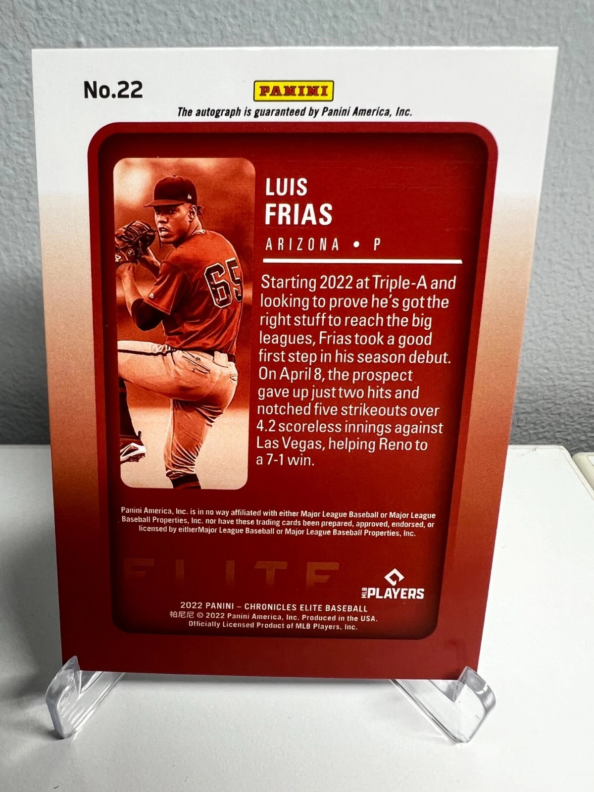 Luis Frias 2022 Panini Chronicles Elite Auto RC #22 Diamondbacks