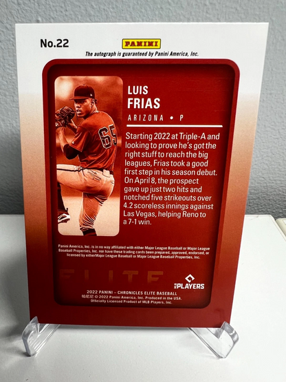 Luis Frias 2022 Panini Chronicles Elite Auto RC #22 Diamondbacks