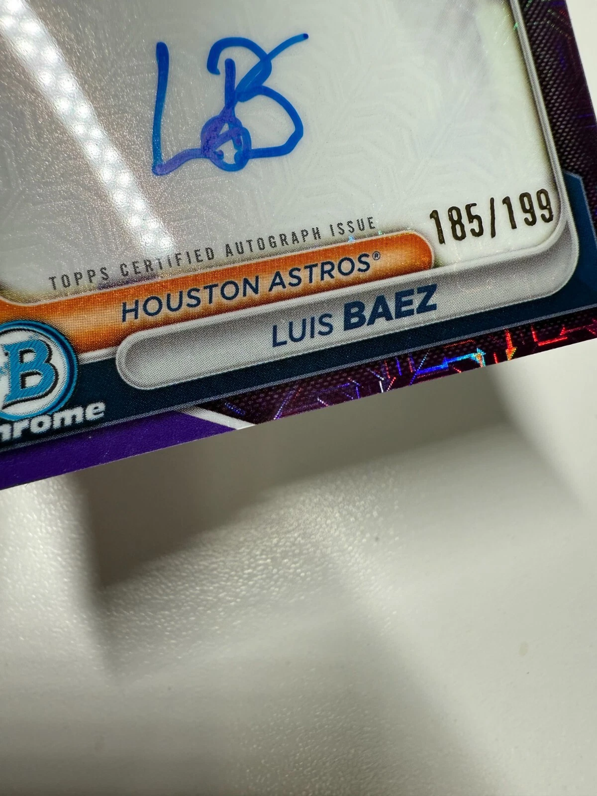 Luis Baez 2024 Bowman Chrome Mega Box Purple Mojo Refractor Auto /199 #BMA-LB