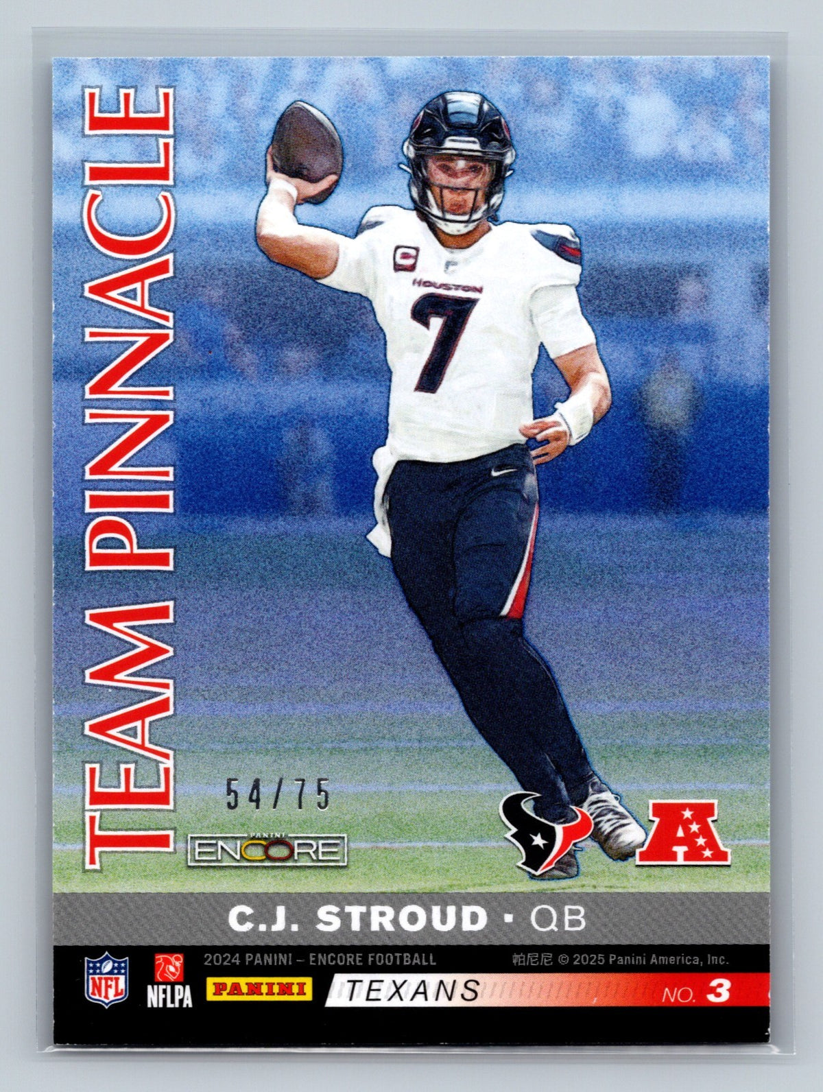 C.J. Stroud 2024 Panini Encore Team Pinnacle /75 #3 Texans