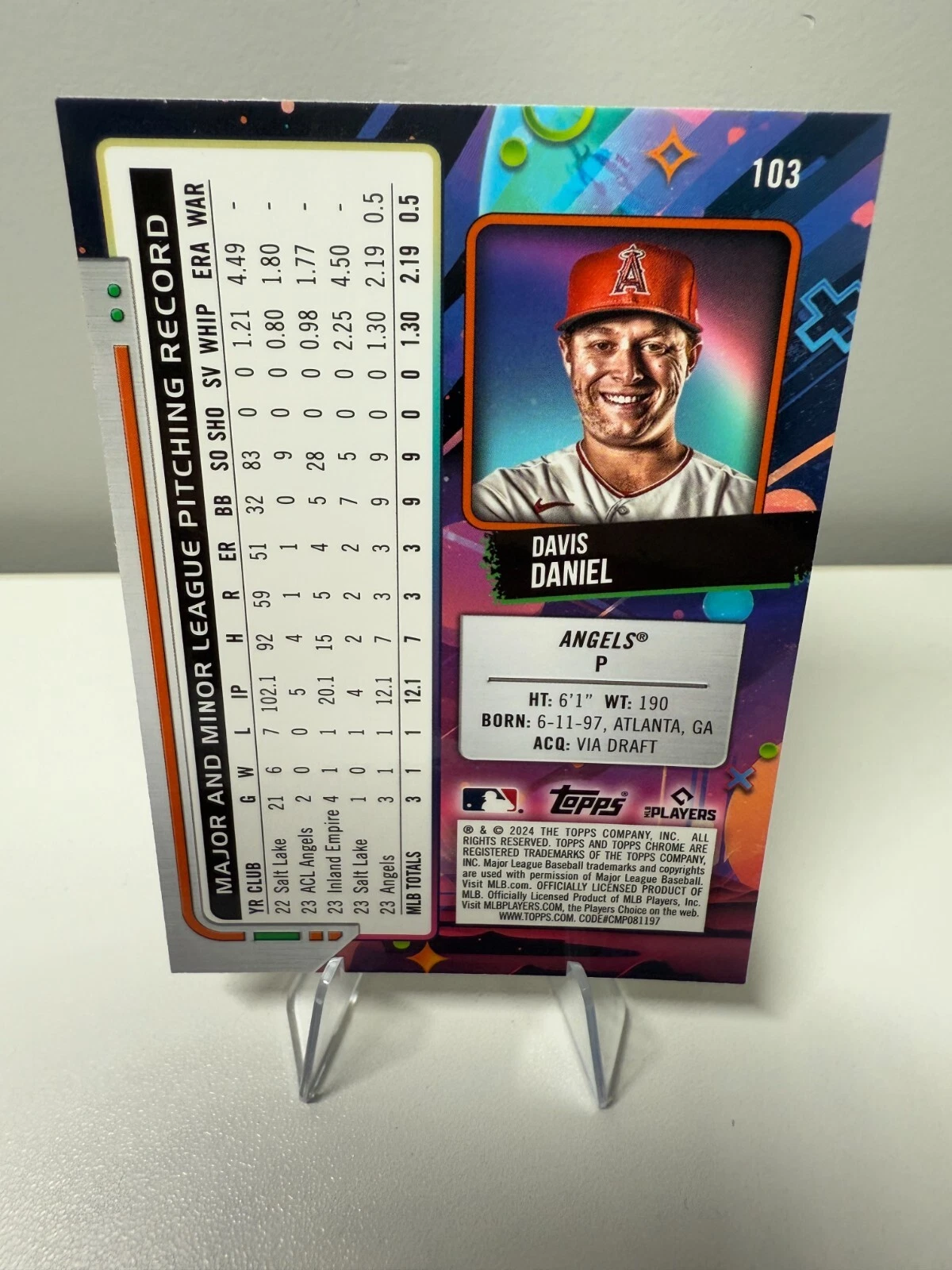Davis Daniel 2024 Topps Cosmic Chrome Gold Interstellar Refractor RC /50 #103