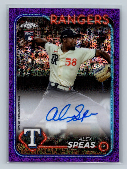 Alex Speas 2024 Topps Chrome Purple Speckle Refractor Auto RC /299 #RA-ASP