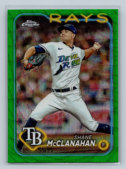 Shane McClanahan 2024 Topps Chrome Green Wave Refractor /99 #135 Rays