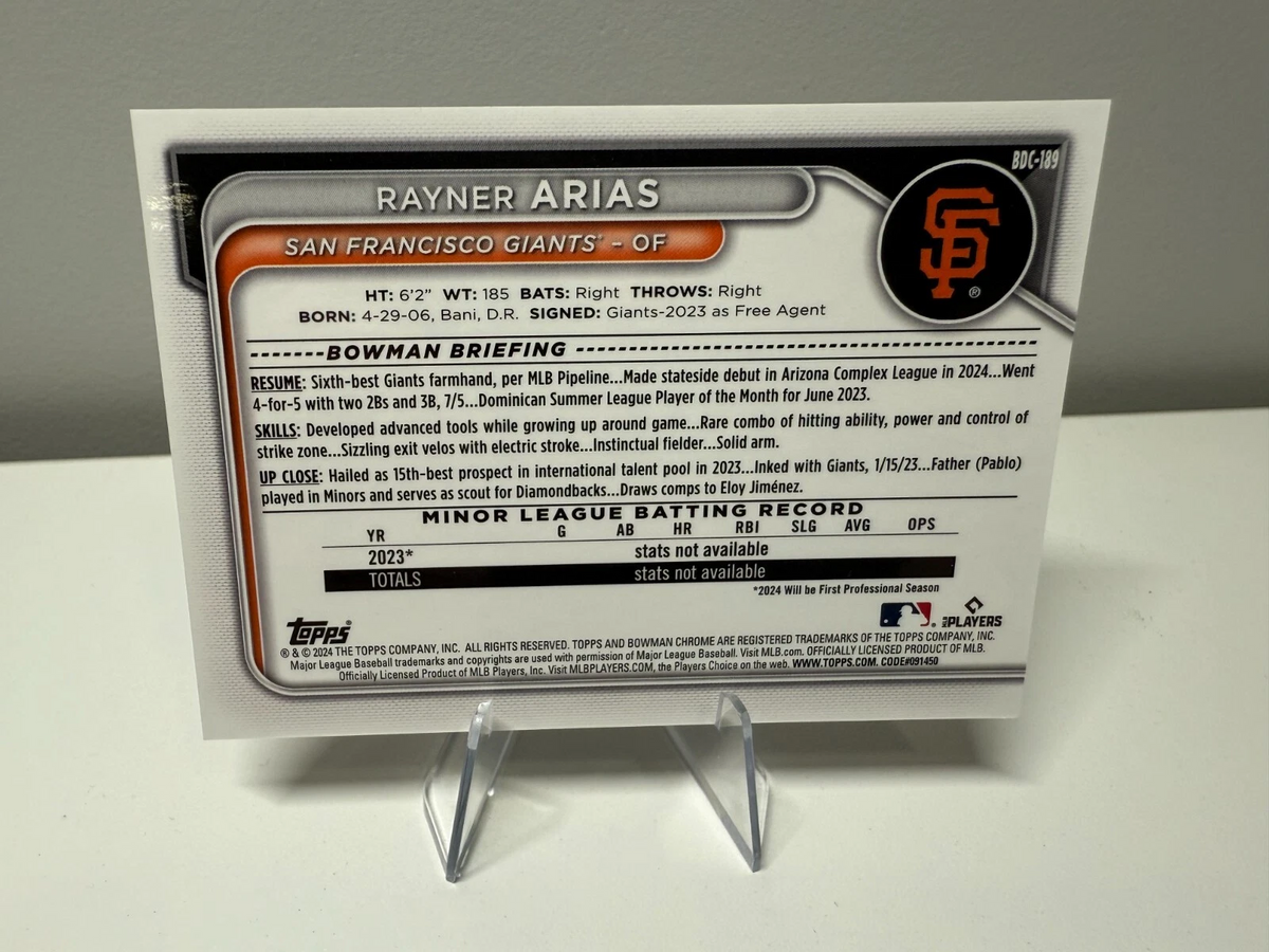 Rayner Arias 2024 Bowman Draft Chrome Red Lava Refractor /5 #BDC-189 Giants