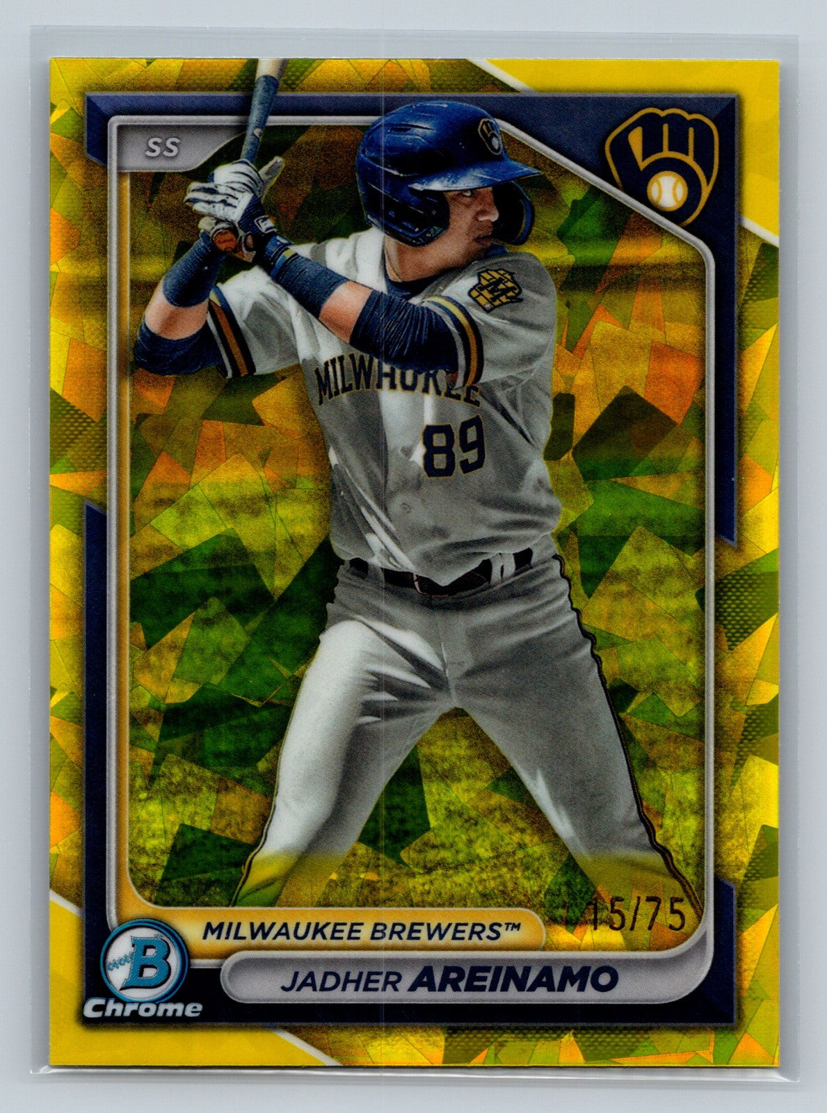 Jadher Areinamo 2024 Bowman Chrome Prospect Sapphire Yellow Refractor /75 #BCP-2