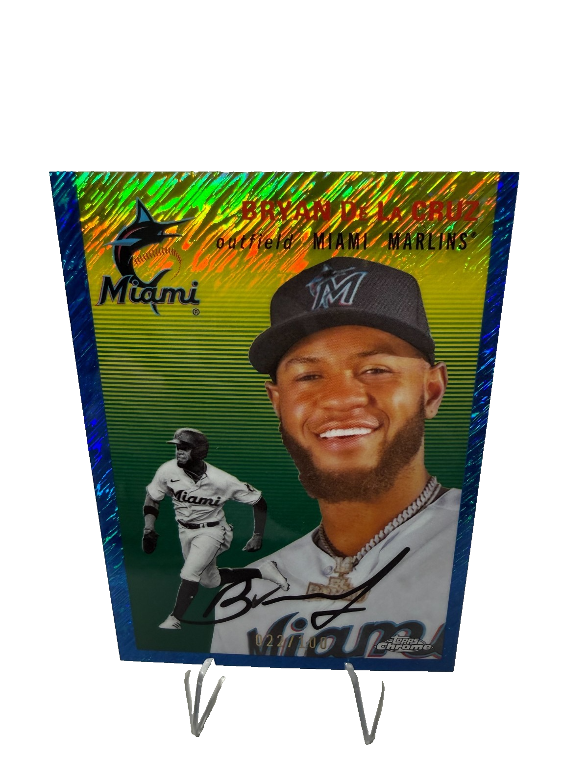 Bryan De La Cruz 2023 Topps Chrome Platinum Blue Shimmer Refractor /100 #223