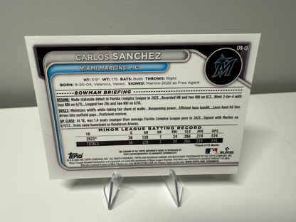 Carlos Sanchez 2024 Bowman Chrome 1st Mojo Refractor Auto /150 #CPA-CS Marlins