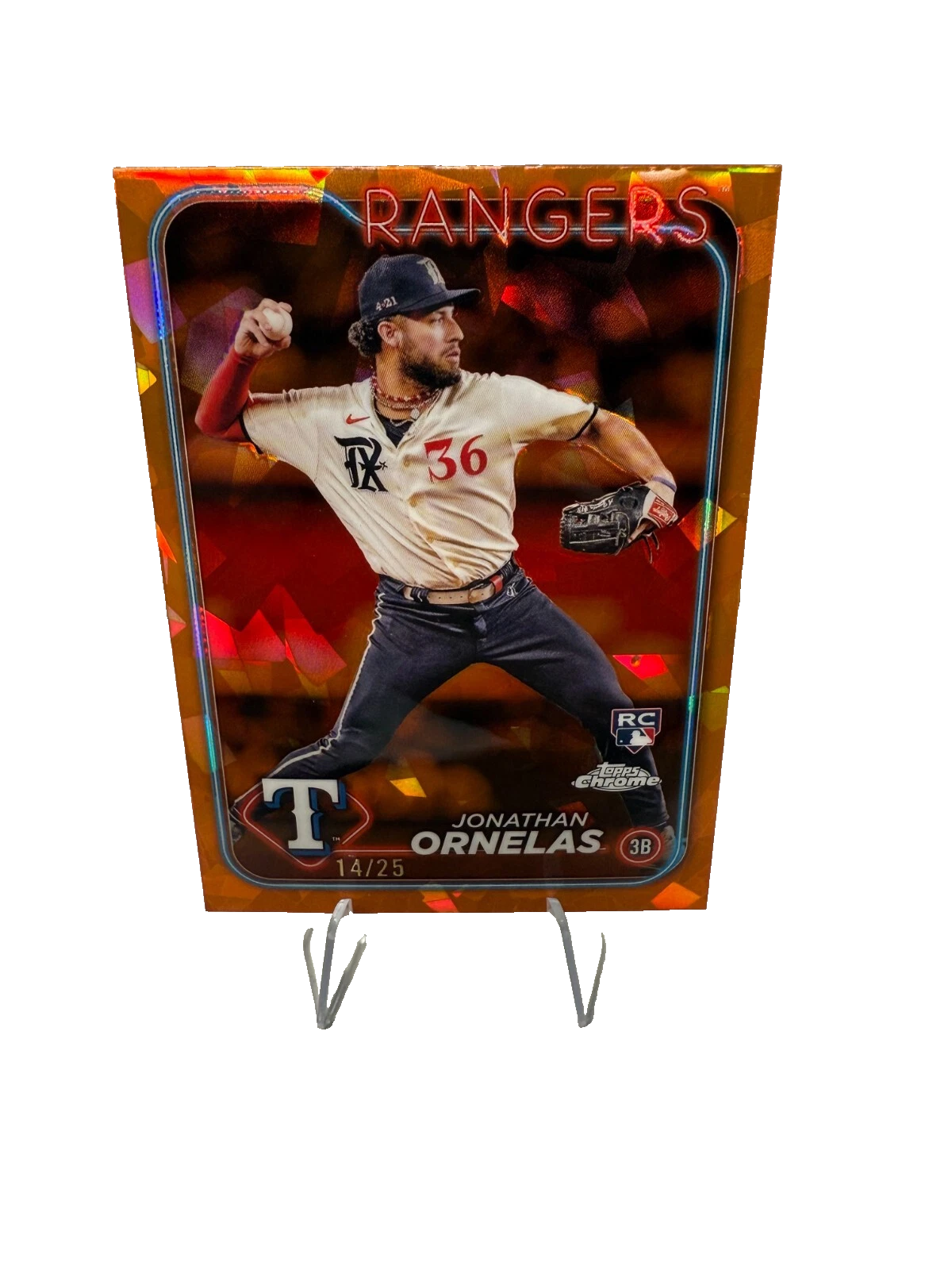 Jonathan Ornelas 2024 Topps Chrome Sapphire Orange RC /25 #575 Rangers