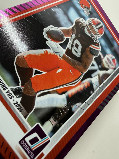 Cedric Tillman 2025 Panini Donruss Season Stat Line Purple /500 #78 Browns