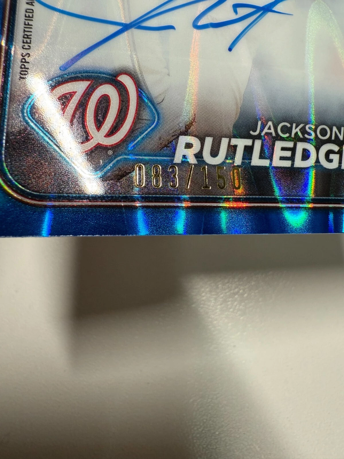 Jackson Rutledge 2024 Topps Chrome Blue RayWave Refractor Auto RC /150 #RA-JRU