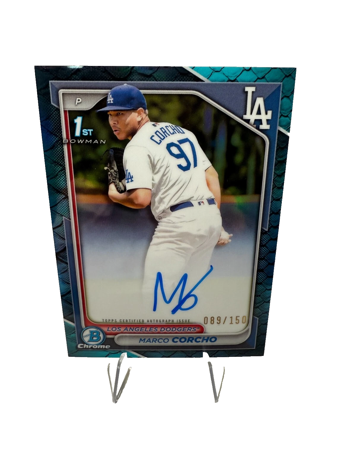 Marco Corcho 2024 Bowman Chrome 1st Blue Reptilian Refractor Auto /150 #CPA-MC