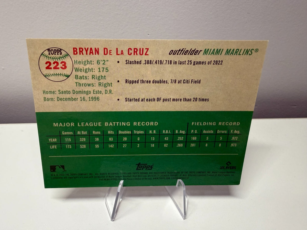 Bryan De La Cruz 2023 Topps Chrome Platinum Blue Shimmer Refractor /100 #223
