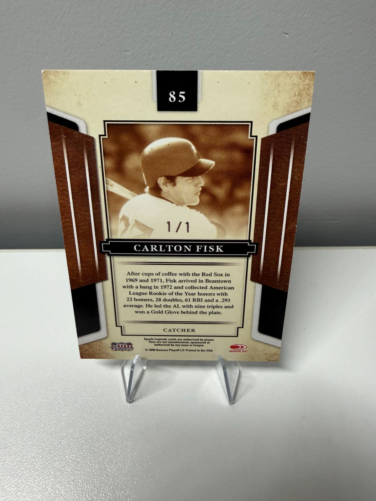 Carlton Fisk 2008 Donruss Playoff Sports Legends Mirror Black 1/1 #85 Red Sox