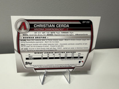 Christian Cerda 2023 Bowman 1st Paper Prospect Yellow /75 #BCP-56 Diamondbacks