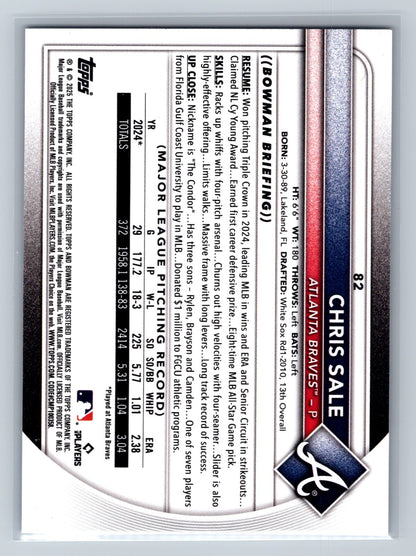 Chris Sale 2025 Bowman Blue Pattern /125 #82 Braves