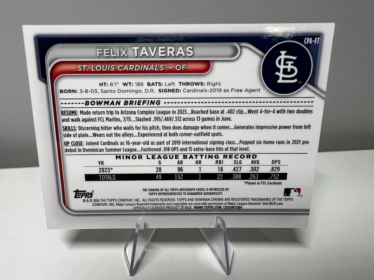 Felix Taveras 2024 Bowman Chrome 1st Purple Refractor Auto /250 #CPA-FT