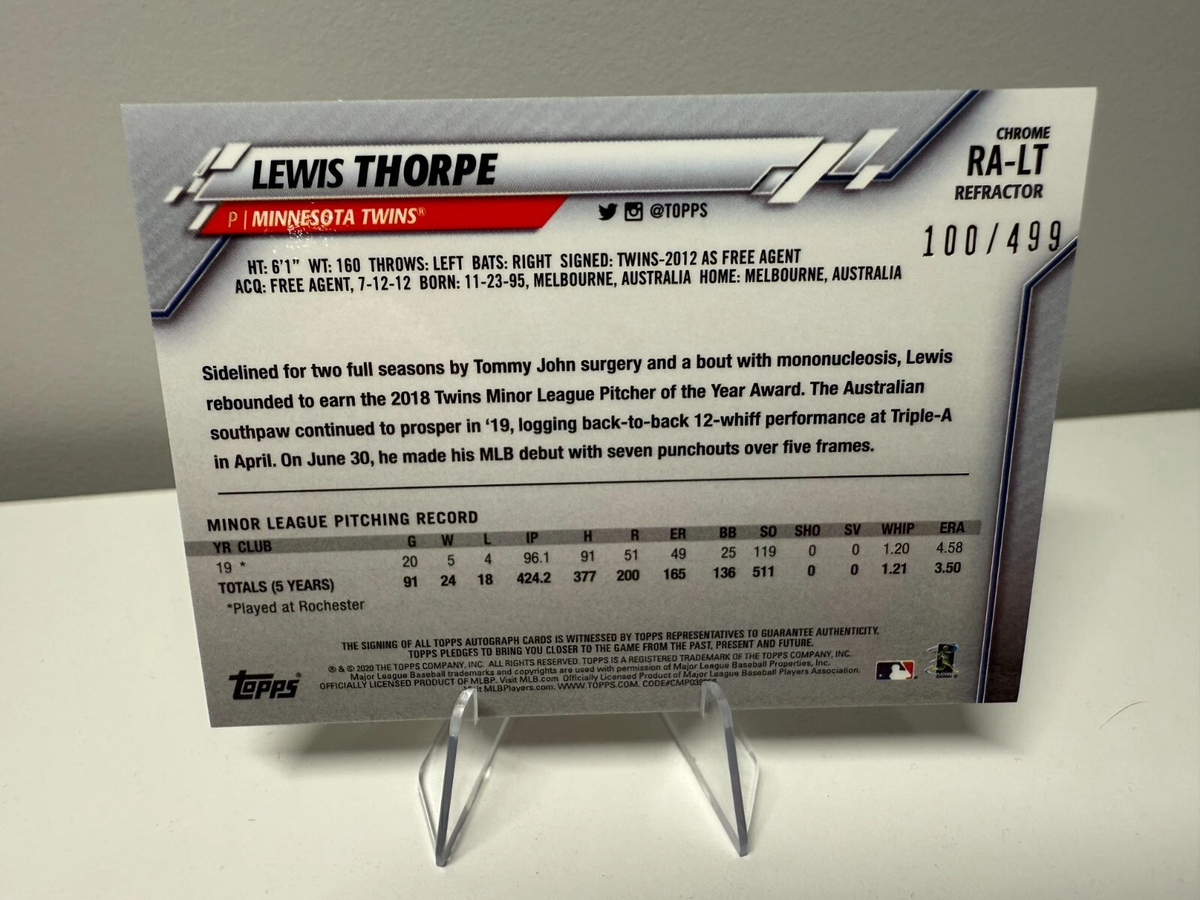 Lewis Thorpe 2020 Topps Chrome Refractor Auto RC /499 #RA-LT Twins