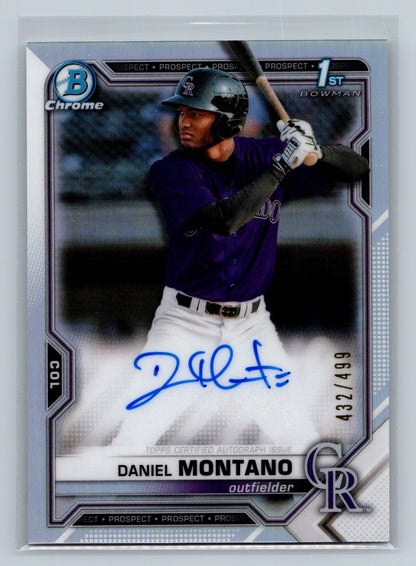 Daniel Montano 2021 Bowman Chrome 1st Refractor Auto /499 #CPA-DM Rockies