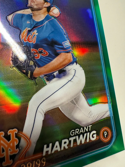 Grant Hartwig 2024 Topps Chrome Green Refractor RC /99 #45 Mets