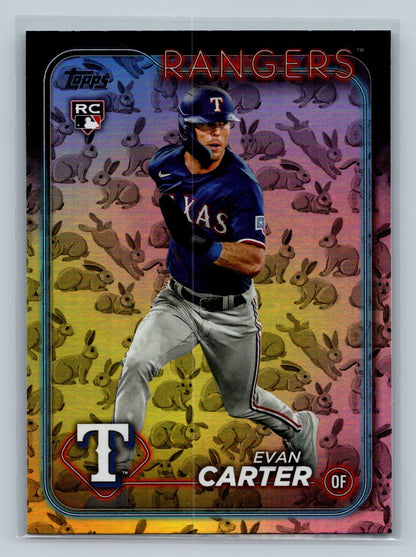 Evan Carter 2024 Topps Series 1 Holiday Easter Bunny Rabbits RC #280 Rangers