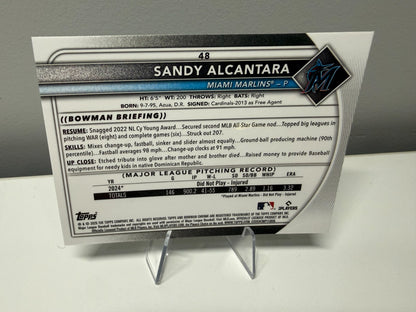 Sandy Alcantara 2025 Bowman Chrome Green Wave Refractor /99 #48 Marlins