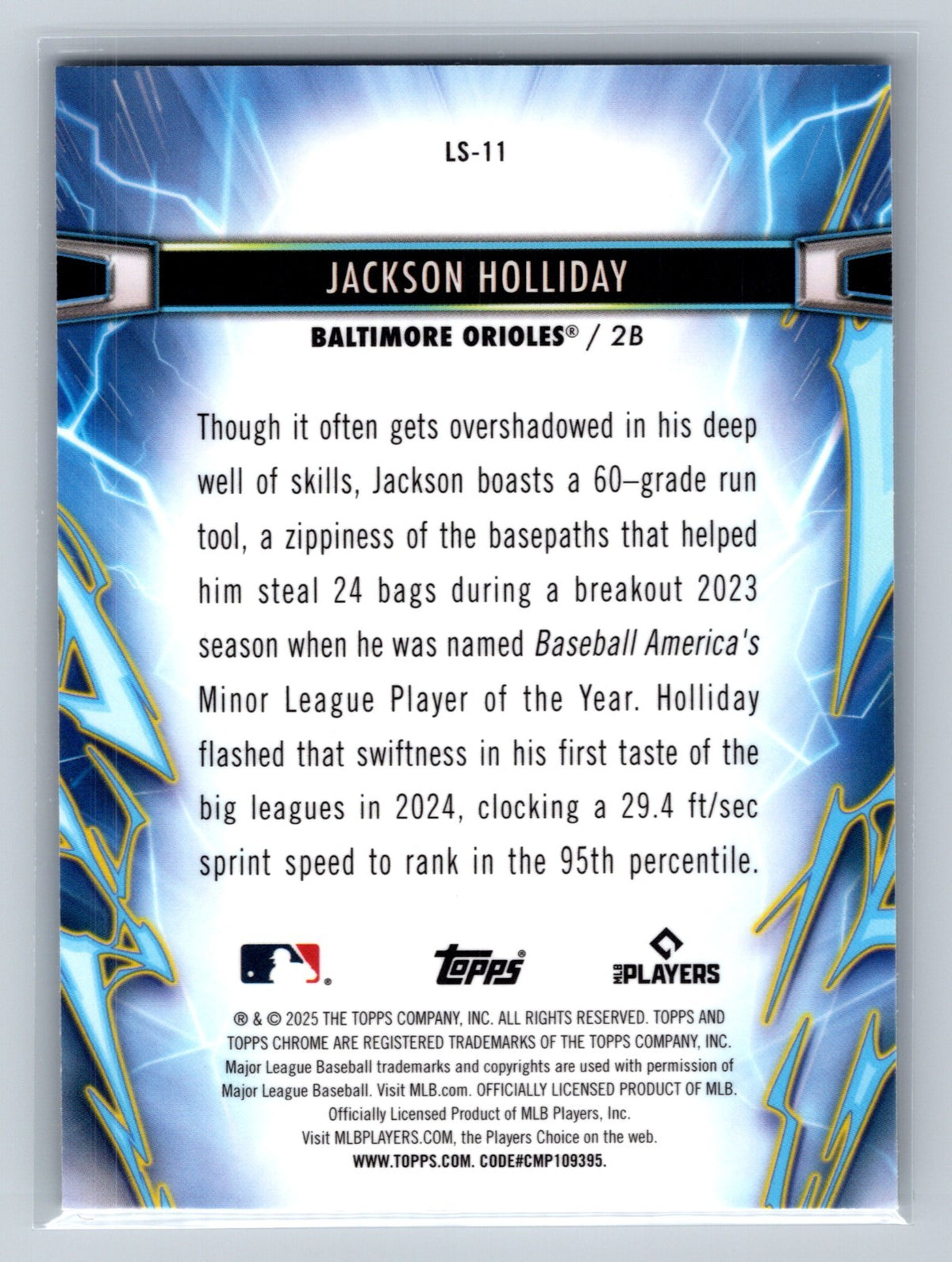Jackson Holliday 2025 Topps Chrome Cosmic Light Speed #LS-11 Orioles