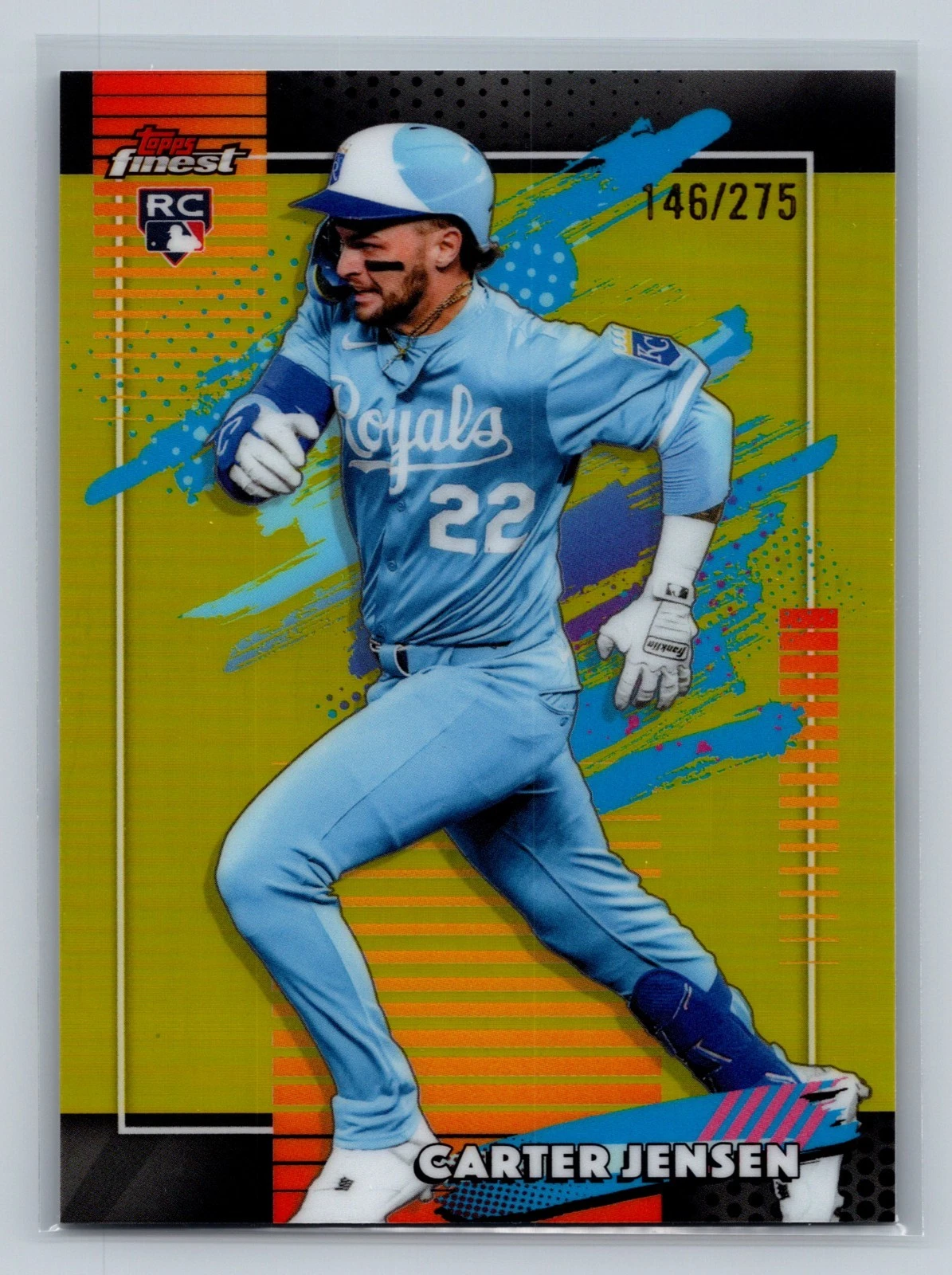 Carter Jensen 2026 Topps Finest Uncommon Yellow Refractor RC /275 #124 Royals